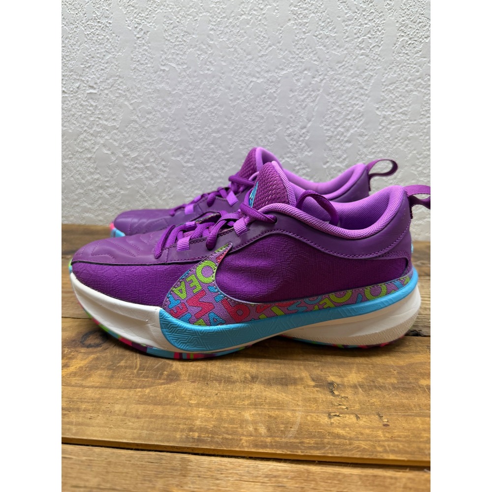Size 5Y - Nike Zoom Freak 5 GS Alphabet Bros Purple Basketball | DZ4486-500 - Picture 1 of 9